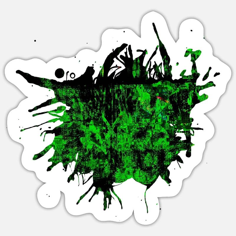 Lustiger Glitch Bug Farbfleck Splash Geschenk Sticker Größe S (10 x 10 cm)