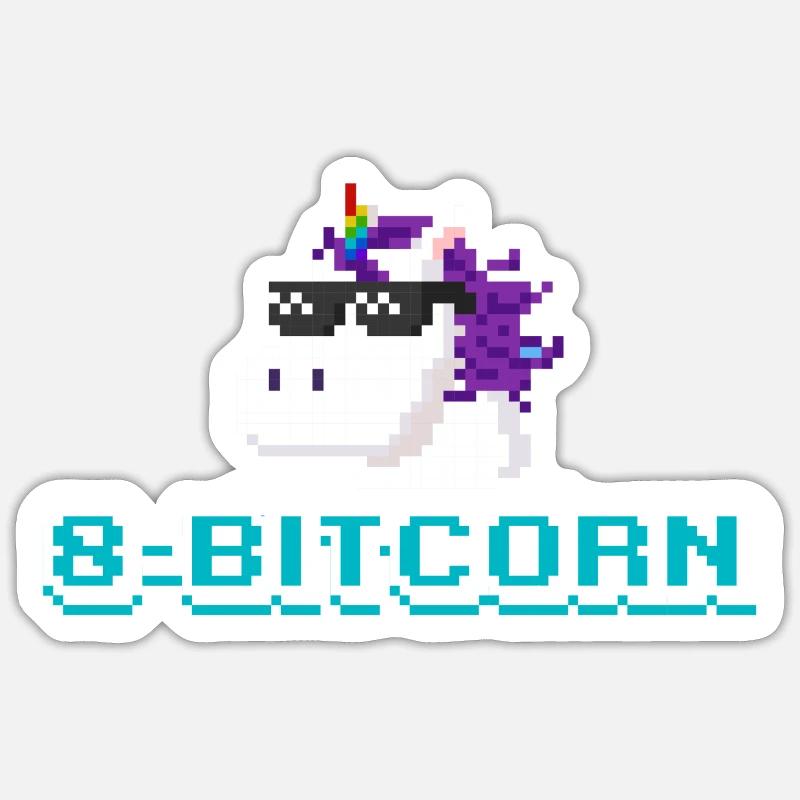 8-Bitcorn Einhorn Game Computer süß Pixel - Sticker Größe S (10 x 10 cm) - Mattweiß
