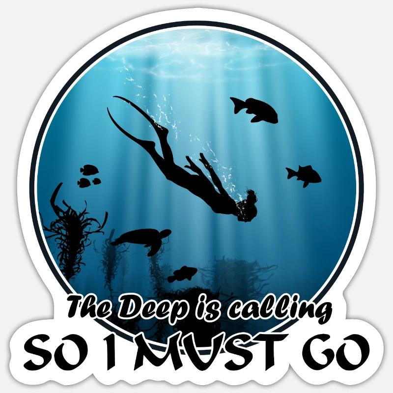 Freediver sea turtle fish Sticker size S (10 x 10 cm)