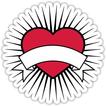 bannière texte champ écrire nom coeur logo amour ta - Sticker taille S (10 x 10 cm) - blanc mat - Devant