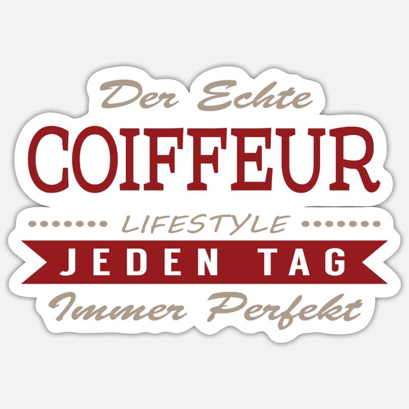 Der echte Coiffeur - Sticker Größe S (10 x 10 cm) - Mattweiß