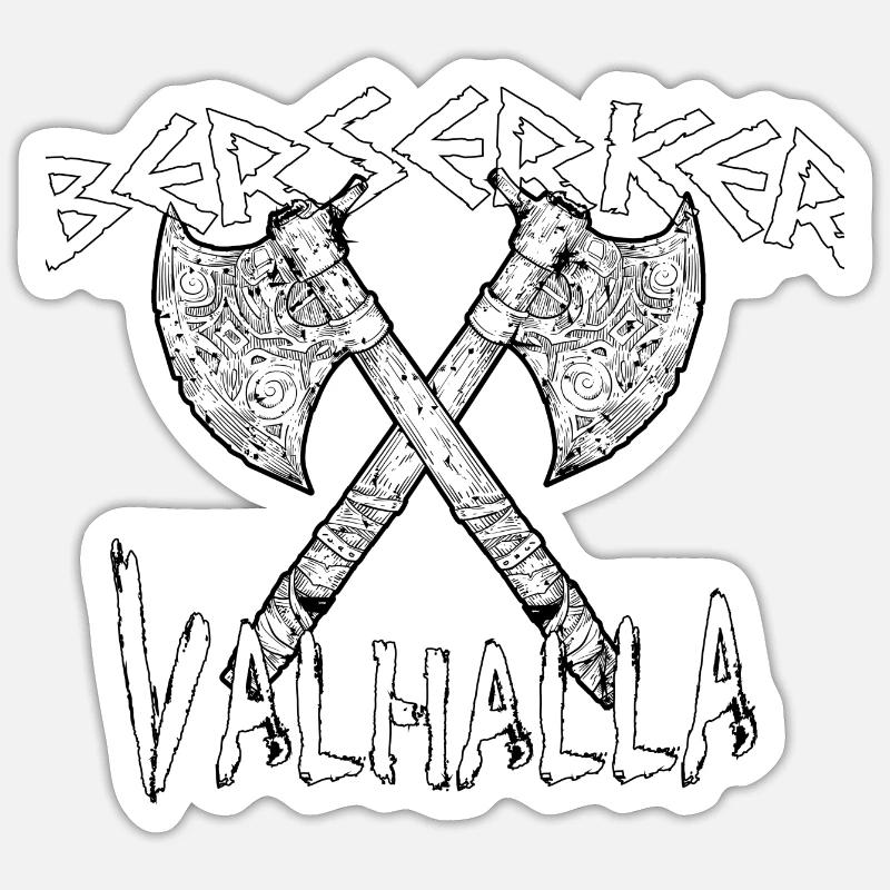 Berserker Valhalla - Sticker taille S (10 x 10 cm) - blanc mat