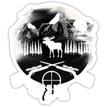 Jäger Jagen Elch - Sticker Größe S (10 x 10 cm) - Mattweiß - Vorne