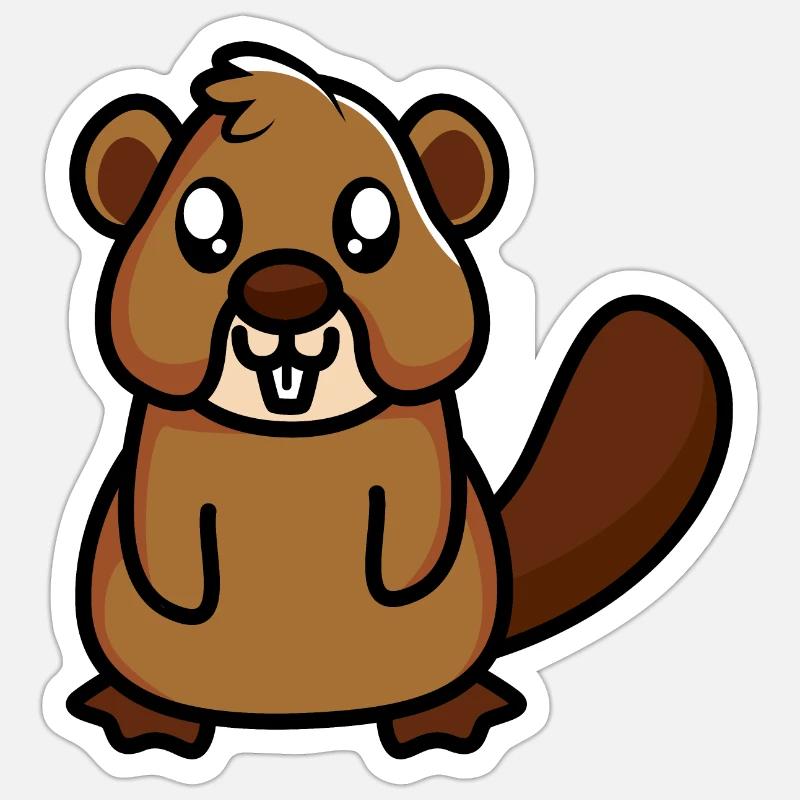 Castor - Sticker taille S (10 x 10 cm) - blanc mat