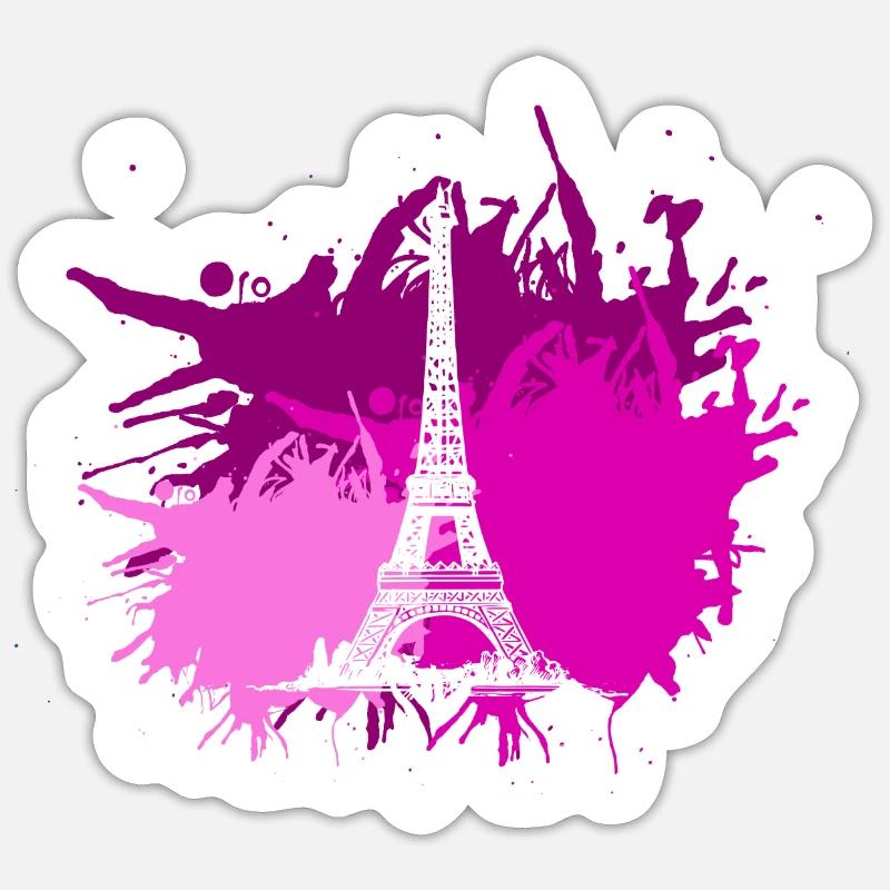 Paris Eifelturm Splash Farbfleck Geschenk - Sticker Größe S (10 x 10 cm) - Mattweiß
