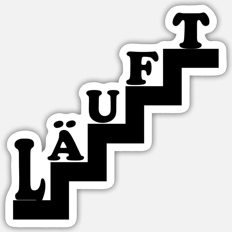 Läuft Motivation Treppe Gewinner Sticker Größe S (10 x 10 cm)
