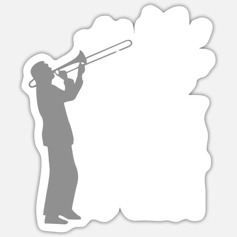 Posaune Blasmusik - Sticker Größe S (10 x 10 cm) - Mattweiß
