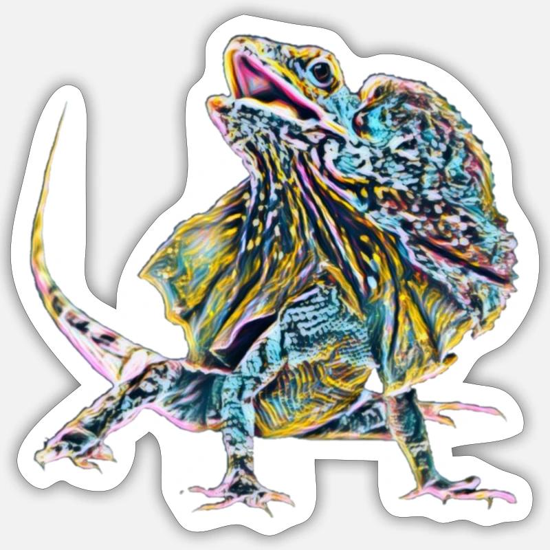 Kragenechse - Sticker Größe S (10 x 10 cm) - Mattweiß