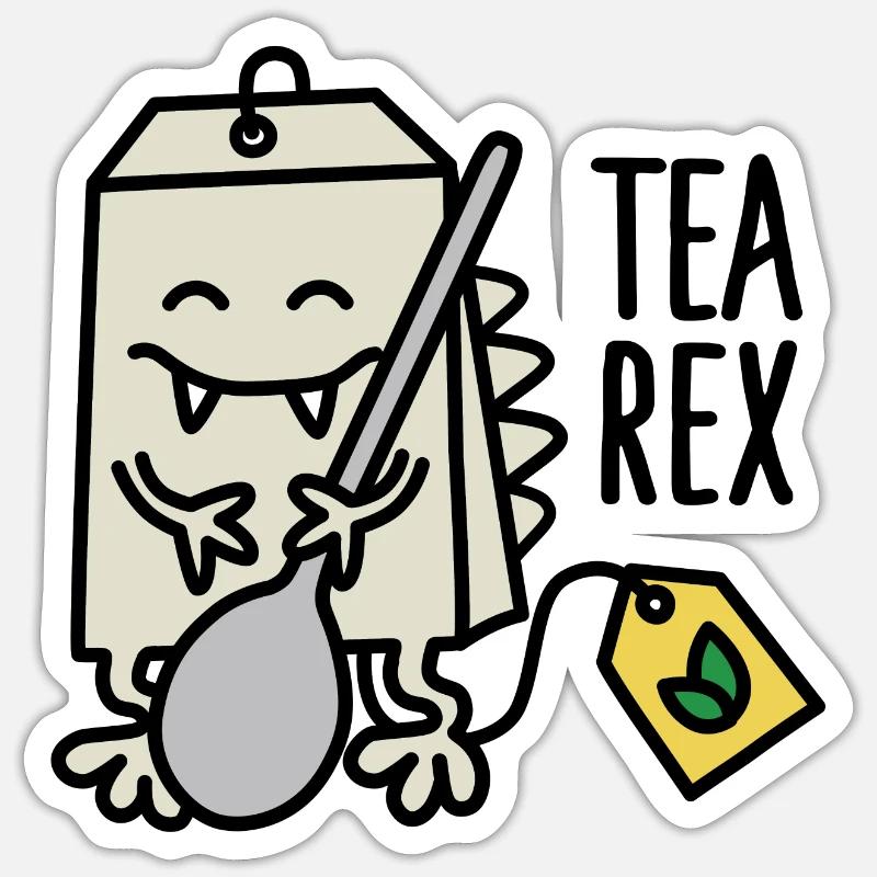 Tea Rex ( T-rex ) - Sticker size S (10 x 10 cm) - white matte