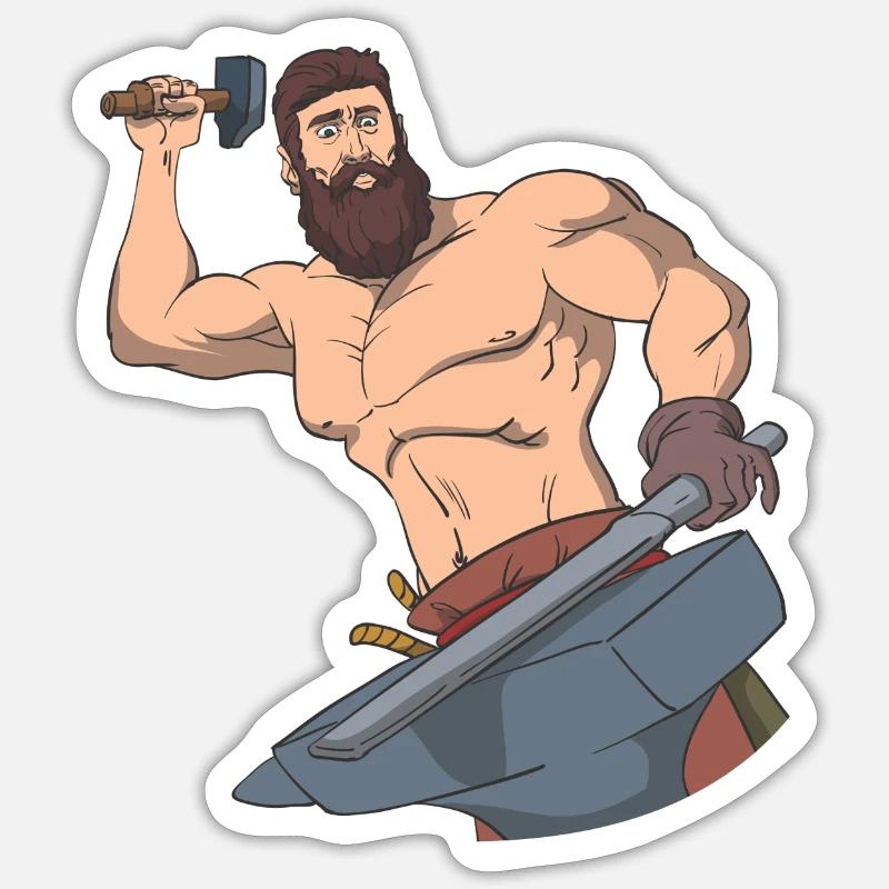 Épée de forgeron marteau d'enclume - Sticker taille S (10 x 10 cm) - blanc mat