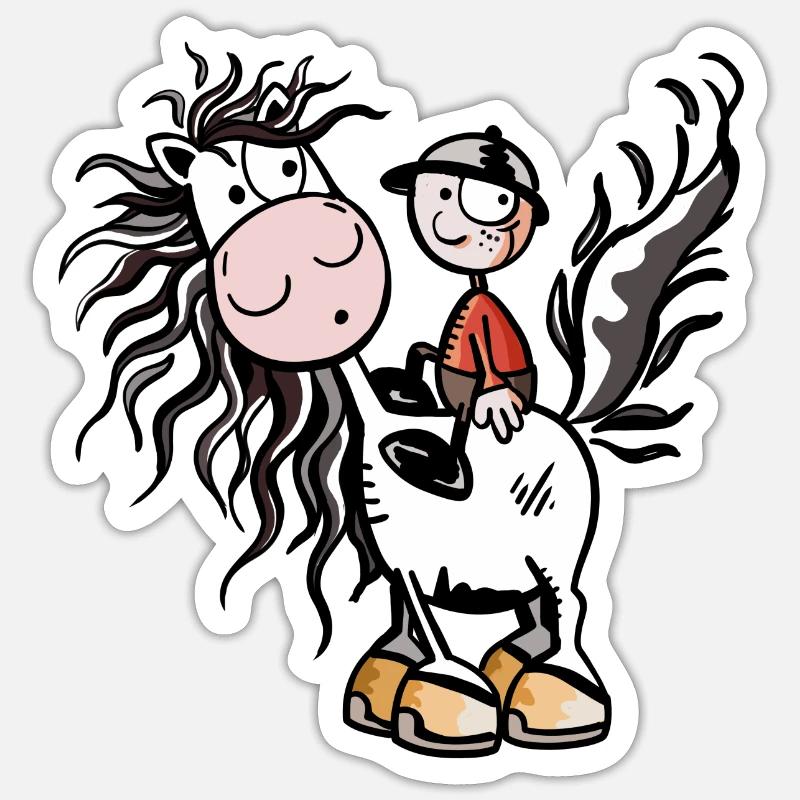 Junge aufm Pferdchen Sticker Größe S (10 x 10 cm)