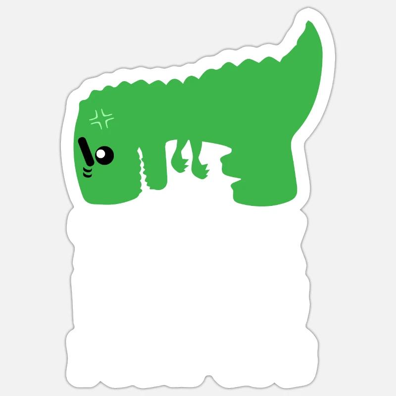 Idée Cadeau T-Rex Hates Push Ups: Funny Gym - Sticker taille S (10 x 10 cm) - blanc mat