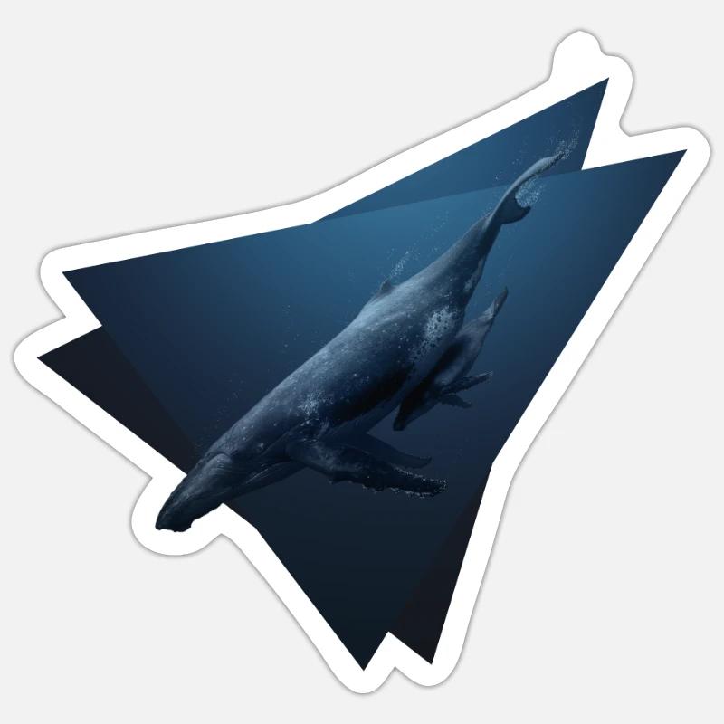 Rorquals bleus Sticker taille S (10 x 10 cm)