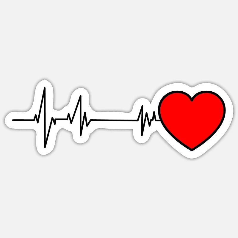 Éruption d'électrocardiogramme - Sticker taille S (10 x 10 cm) - blanc mat