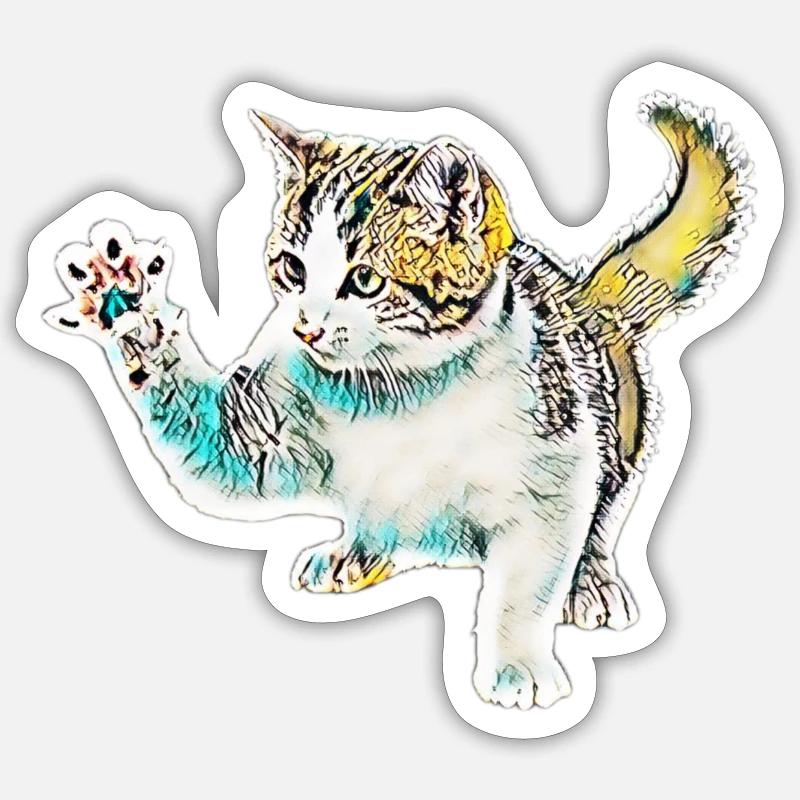 Chat - Sticker taille S (10 x 10 cm) - blanc mat