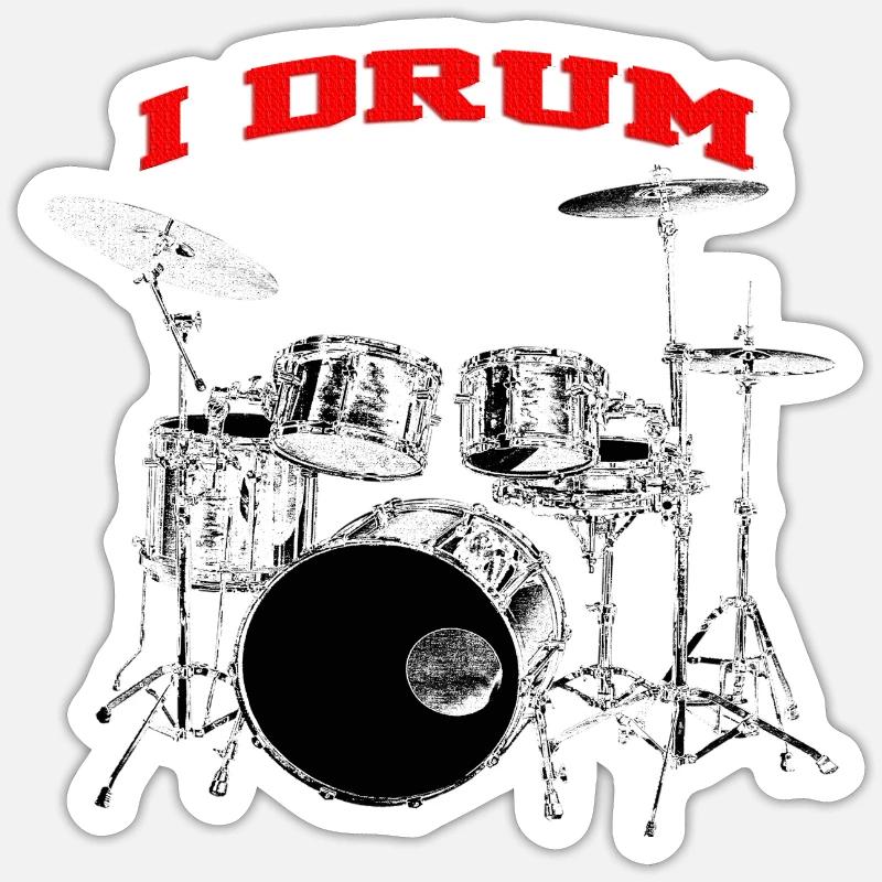 I Drum Drummer Silver Drums - Sticker taille S (10 x 10 cm) - blanc mat