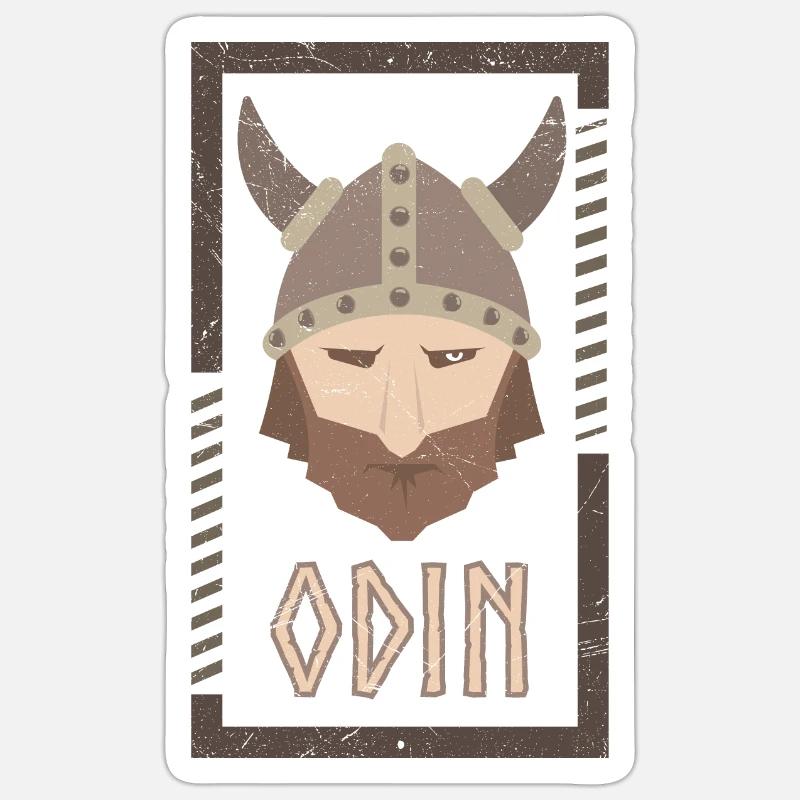 Odin Viking Idée Cadeau - Sticker taille S (10 x 10 cm) - blanc mat