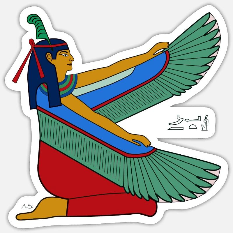 Maat I déesse égyptienne antique - Sticker taille S (10 x 10 cm) - blanc mat