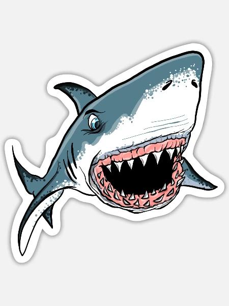Tauch Dive Shark Hai - Sticker Größe S (10 x 10 cm) - Mattweiß