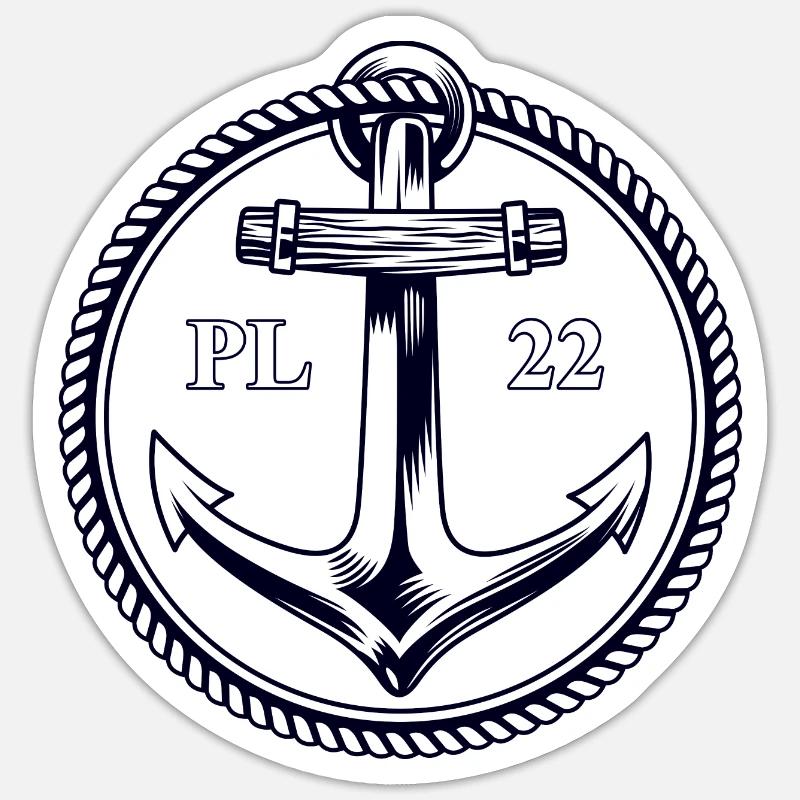 PL22 Marineanker - Sticker Größe S (10 x 10 cm) - Mattweiß
