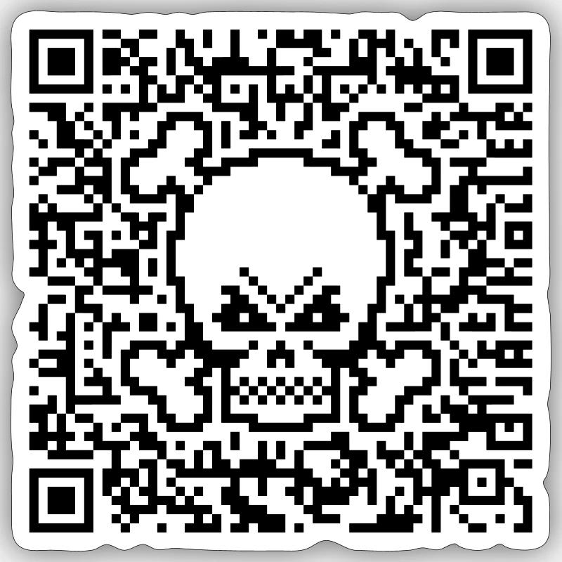 Totenkopf / Totenschädel (Quick Response Code / P) - Sticker Größe S (10 x 10 cm) - Mattweiß
