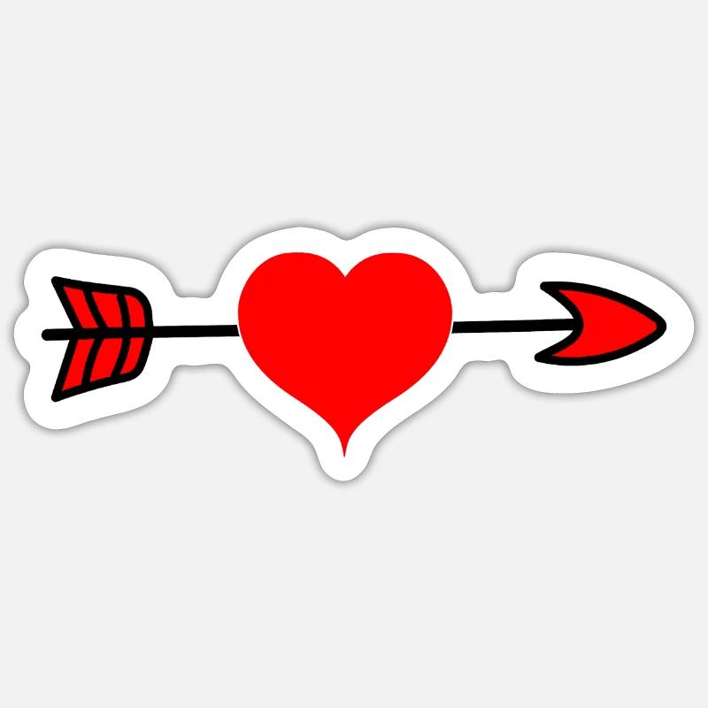 Pfeil Durch Herz Liebe Romantisch Amor Geschenk - Sticker Größe S (10 x 10 cm) - Mattweiß