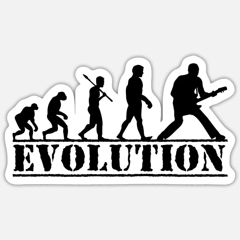 E-Gitarre Evolution Geschenk für Gitarristen - Sticker Größe S (10 x 10 cm) - Mattweiß