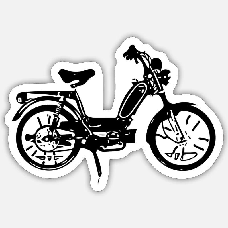 Mobylette - Sticker taille S (10 x 10 cm) - blanc mat