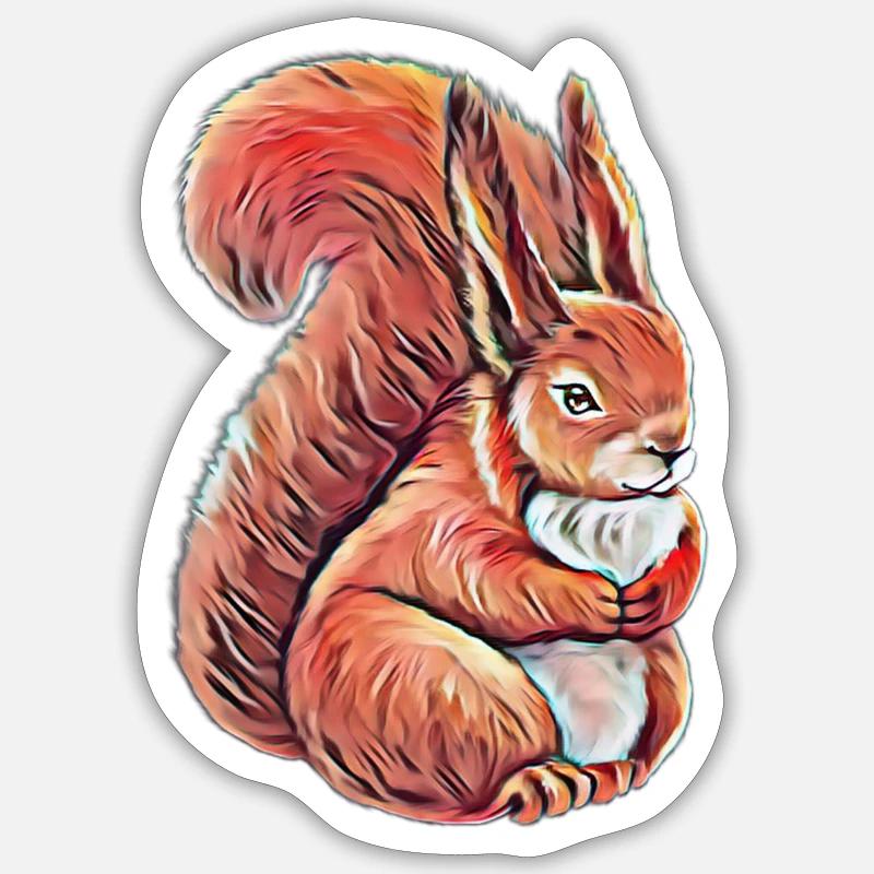 Eichhörnchen - Sticker Größe S (10 x 10 cm) - Mattweiß
