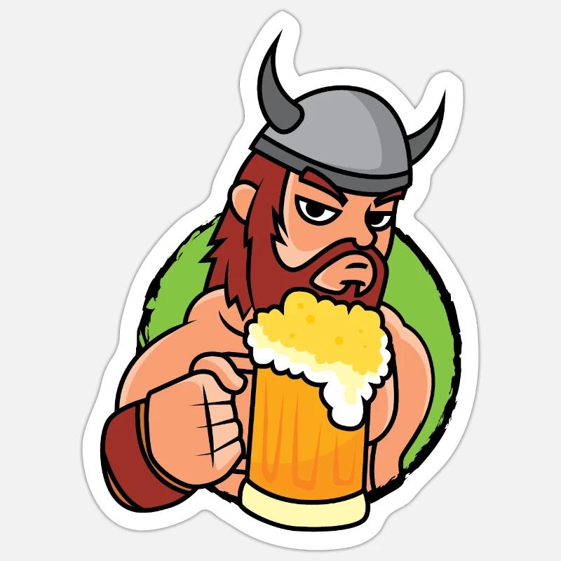 Wikinger Bier - Sticker Größe S (10 x 10 cm) - Mattweiß