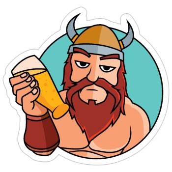 Wikinger mit Bierglas - Sticker Größe S (10 x 10 cm) - Mattweiß - Vorne
