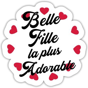 Belle Fille - Mariage - Mariée - Famille - Noël - Sticker size S (10 x 10 cm) - white matte - Front