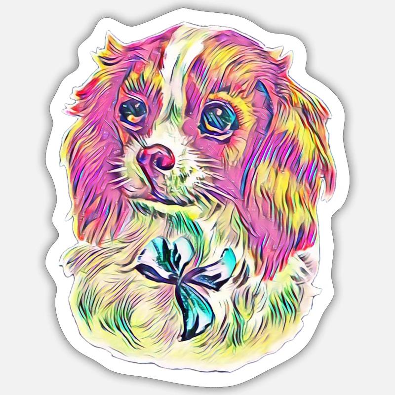 Cavalier King Charles Spaniel - Sticker taille S (10 x 10 cm) - blanc mat