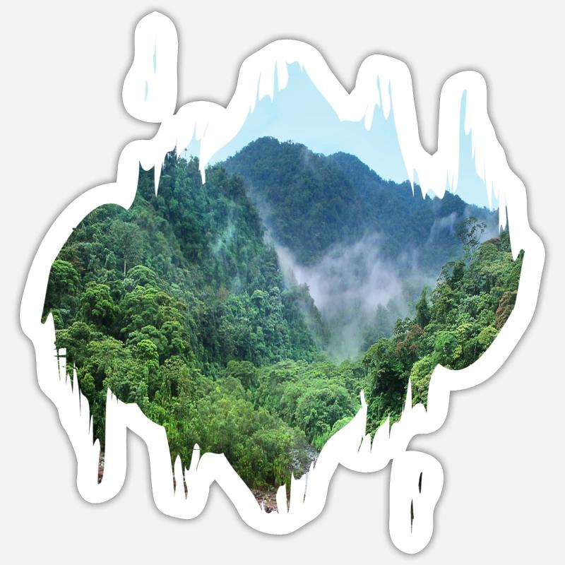 Regenwald Urwald Amazonas Farbfleck Geschenk - Sticker Größe S (10 x 10 cm) - Mattweiß