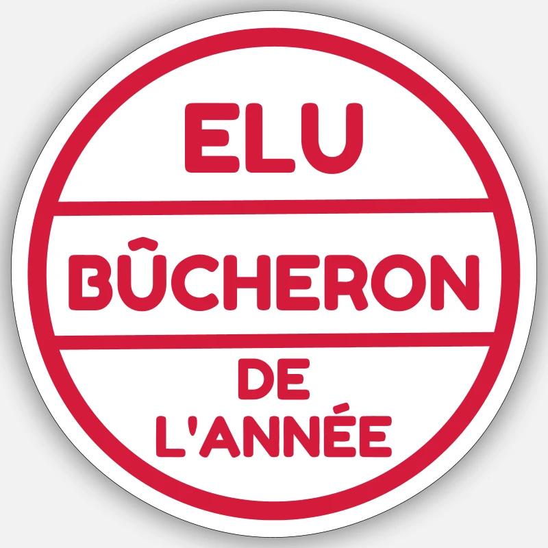 bûcheron / forêt / arbre / bois - Sticker taille S (10 x 10 cm) - blanc mat