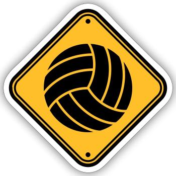 shield warning danger caution danger volleyball ro - Sticker size S (10 x 10 cm) - white matte - Front