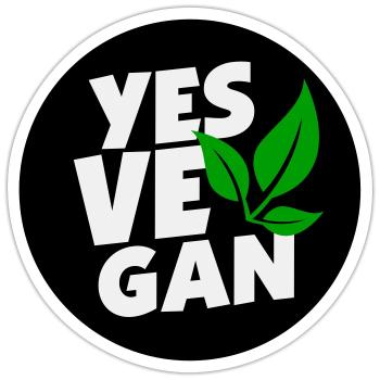 Yes Vegan / Yes ve gan (3c) - Sticker taille S (10 x 10 cm) - blanc mat - Devant