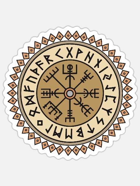 Vegvisir-Symbol Runenschrift - Sticker Größe S (10 x 10 cm) - Mattweiß