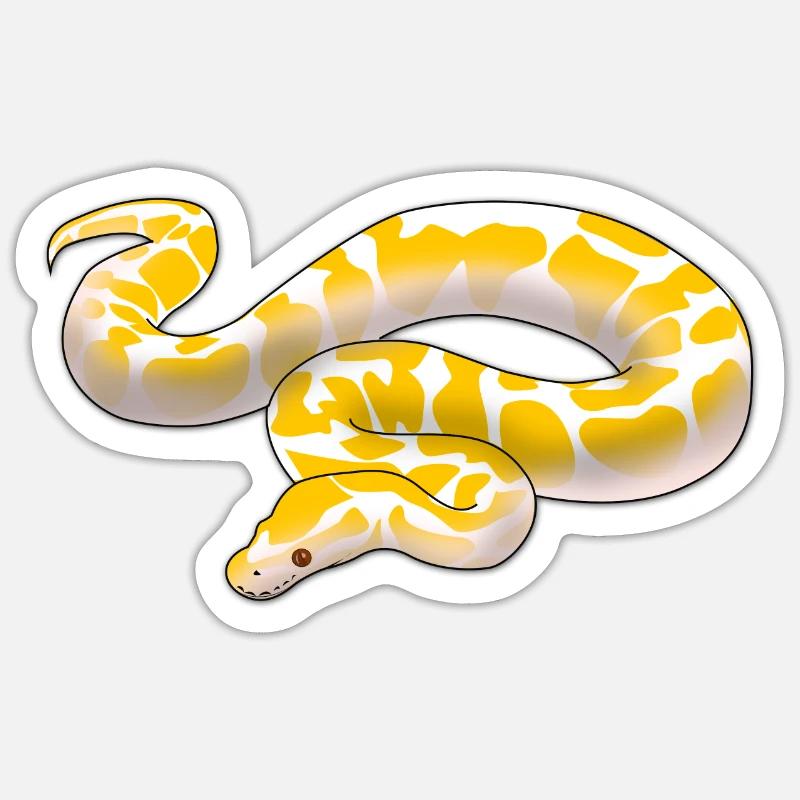 Albino Königspython Python regius ballpython motiv - Sticker Größe S (10 x 10 cm) - Mattweiß