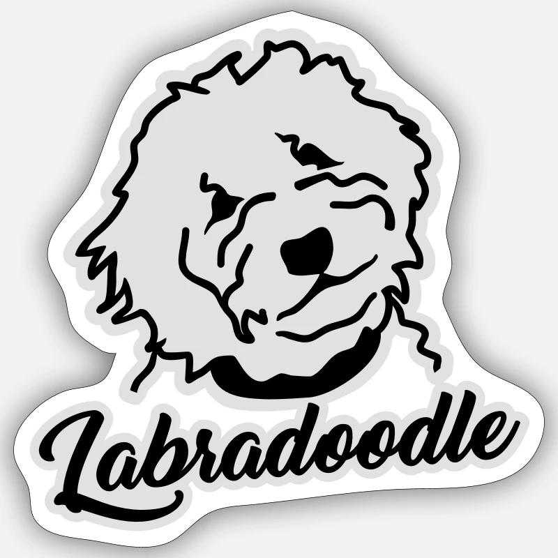 Labradoodle - Sticker Größe S (10 x 10 cm) - Mattweiß