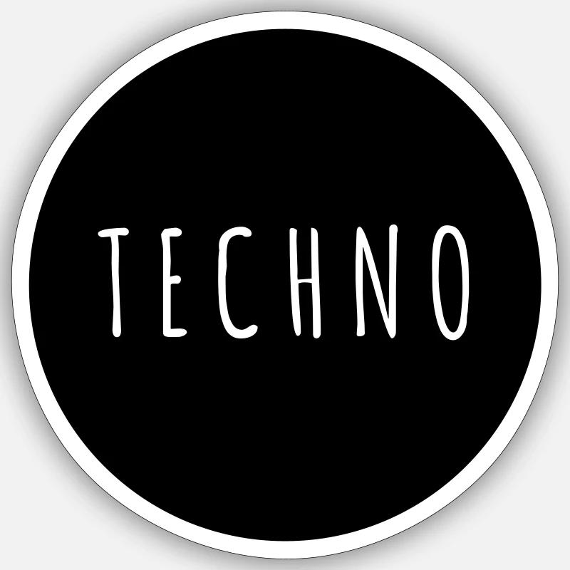 Techno Kreis - Sticker Größe S (10 x 10 cm) - Mattweiß