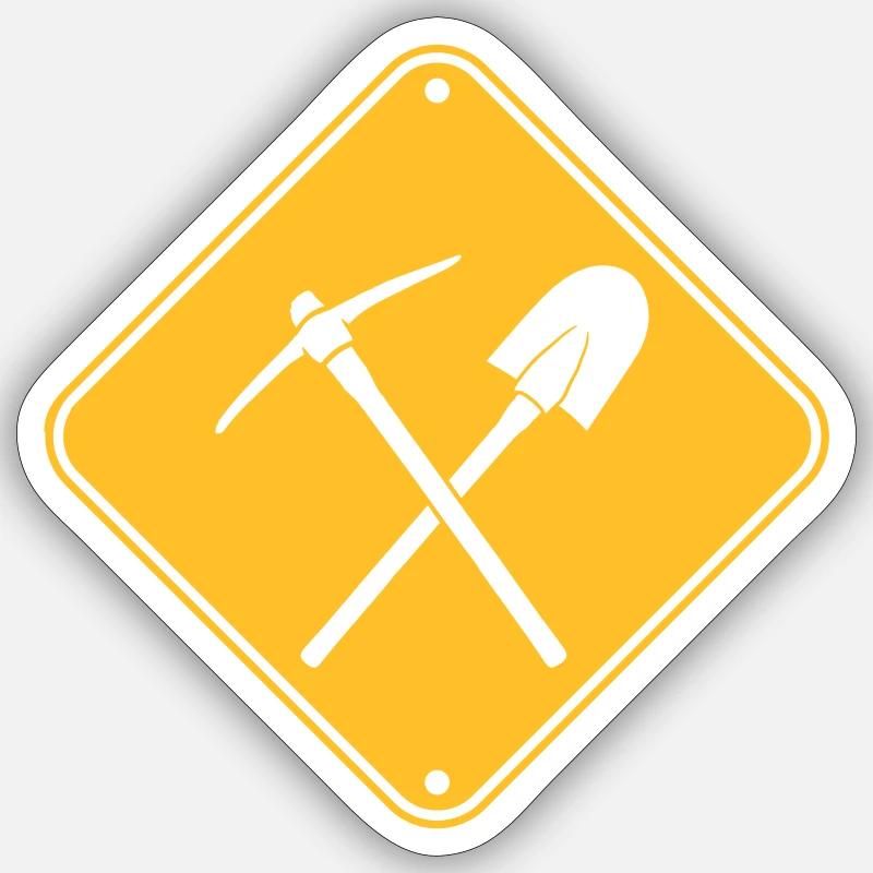 yellow work shield danger caution hazard warning n Sticker size S (10 x 10 cm)