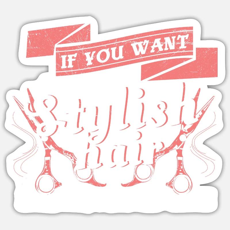 Mutter Tochter Friseur - Sticker Größe S (10 x 10 cm) - Mattweiß