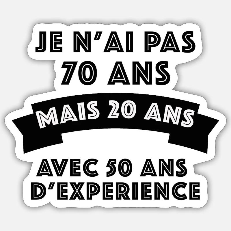 Vieux mais 20 ans d'expérience - Sticker taille S (10 x 10 cm) - blanc mat