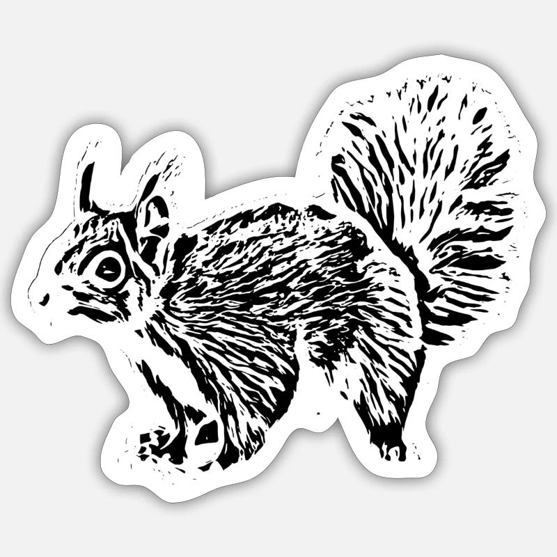 Écureuil roux - Sticker taille S (10 x 10 cm) - blanc mat