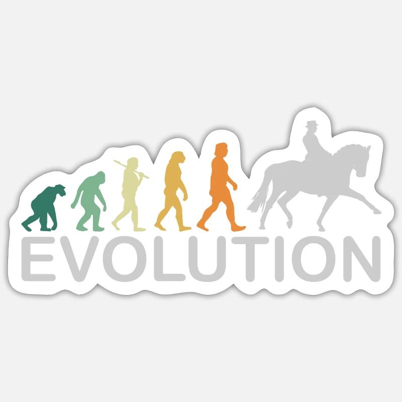 Dressurreiten Pferde Evolution Geschenk Retro - Sticker Größe S (10 x 10 cm) - Mattweiß