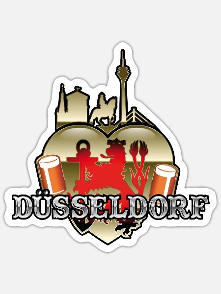 Düsseldorf-T-Shirt Düsselherz - Sticker Größe S (10 x 10 cm) - Mattweiß