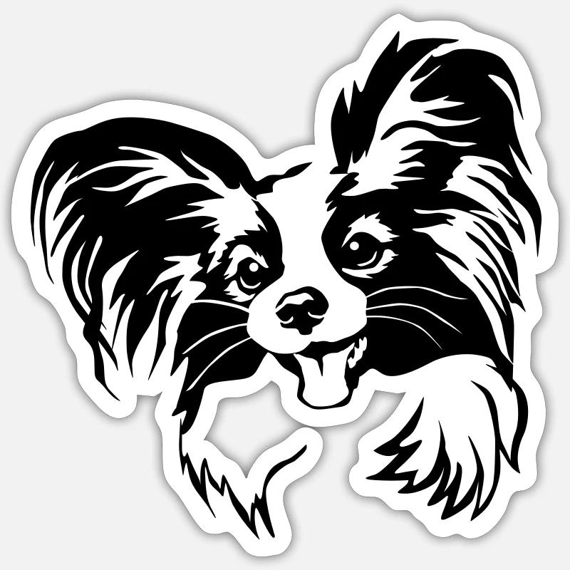 Papillon head - Sticker size S (10 x 10 cm) - white matte