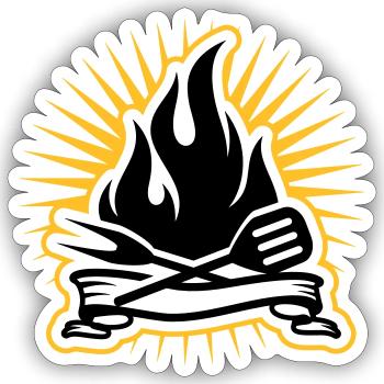 Grill accessories and grill flames - Sticker size S (10 x 10 cm) - white matte - Front
