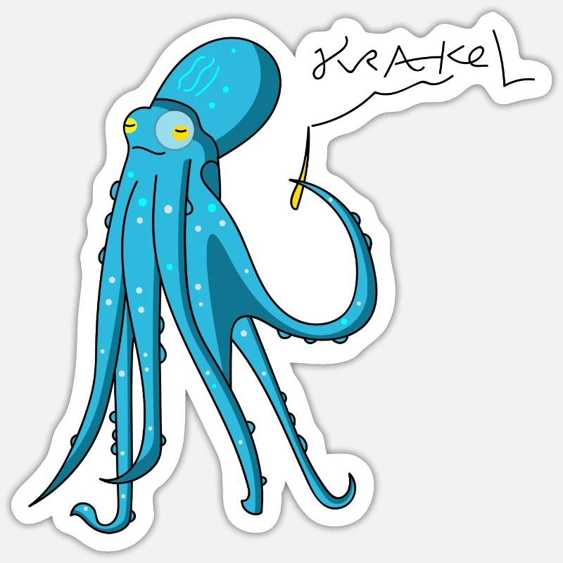 Octopus is crashing - Sticker size S (10 x 10 cm) - white matte